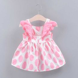 Girl's Dresses Summer Baby Strap Dress with Big Round Dot Wings ldrens Princess Skirt 0-3 Year Old Girl Outwear Toddler H240527 XMU6