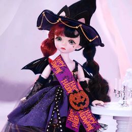 Dolls Dream Fairy 1/6 Doll Halloween Theme 11 Inch Ball Jointed Doll Full Set Including Hat Outfits Shoes DIY Toy Doll for Girls Y240528