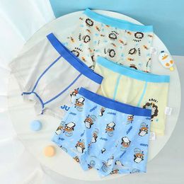 Panties 4PCS Kids Cotton Antibacterial Panties for Boy Thin Soft Breathable Knickers 3+y Young Child Underwears Cute Caroon Print Briefs Y240528