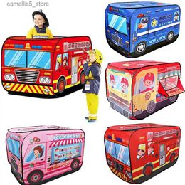 Toy Tents Childrens Toy Tent Fire Truck Police Car Pattern Foldable House Play Toys Home Garden Car Themed Tent Ocean Ball Pool Game Gift Q240528