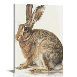 Albrecht Durer Wall Art -Young Hare Print- 르네상스 아트 인쇄 - 미술 그림 - 침실을위한 토끼 동물 캔버스 포스터 (Young Hare)