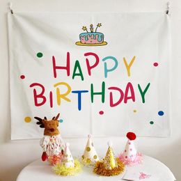 Tapestries Happy Birthday Tapestry Background Cloth Kawaii Wall Room Decoration Home Party Decor Banner Backdrop Po Props