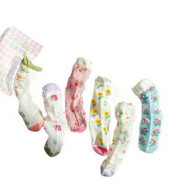 Kids Socks 3Pairs 1-12Year Spring/Summer 2023 Thin Small Flower Mesh Socks Cotton Bubble Mouth Girls Flower Medium Socks d240528