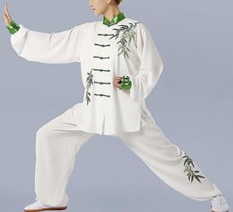 unisex embroidery bamboo/flowers Tai chi taijiquan suits kung fu martial arts clothing wushu outfit uniforms