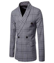 Anzüge Blazer sind MEN039S Herbst überprüft Doppelbrust Business Casual Anzug für MEN9679366