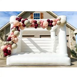 15x15x10ft (4.5mLx4.5mWx3mH) High quality inflatable wedding bouncer tent white bouncy castle white bounce house with blower PVC commercial Free air shipping