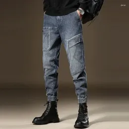 Men's Jeans For Men Spliced Trousers Elastic Male Cowboy Pants Stretch Harem Cargo 2024 Fashion Korean Autumn High Quality Stylish Xs