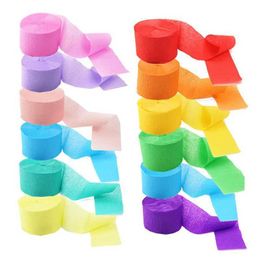 Banners Streamers Confetti 1roll 4.5cm*25 Metres Crepe Paper Streamers Tissue Paper Roll Flower Craft Making Birthday Wedding Party Backdrop DIY Decoration d240528