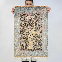 Carpets 2'x3' Small Parlour Handmade Silk Area Rug Birds Handcraft Tapestry (YWX199A)