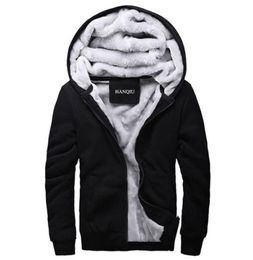 Black Hoodies Men Winter Jacket Fashion Thick Men039s Hooded Sweatshirt Male Warm Fur Liner Sportswear Tracksuits Mens Coat 2011327567