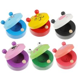 Baby Music Sound Toys 6 wooden Castanets sensory toys musical instruments cartoon music puzzles animal orc education S2452011