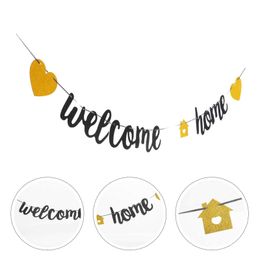 Banners Streamers Confetti Welcome Home Banner Letter Hanging Bunting Banner Decorated with Bunting Wedding Baby Shower Decoration Welcome Back Flag d240528