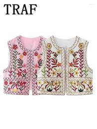 Women's Vests 2024 Woman Vintage Embroidered Vest Tops Fashion National Style Sleeveless Summer Streetwear Casual Waistcoat