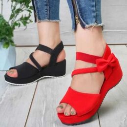 Sandals Womens mid-heel sandals stylish solid lace-up shoes open toe beach new for summer platform H240527