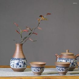 Vases Blue And White Small Vase Ancient Pottery Retro Coarse Tea Ceremony Ornament Living Room Decoration