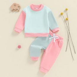 Clothing Sets Long Sleeve Winter Baby Clothes For Girls Boys Pants Set Contrast Colour Crew Neck Sweatshirt With 2-piece Toddler Outfits