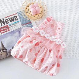 Dog Apparel Dresses Cat Thin Summmer Princess Dress Cute Mesh Floral Plaid Skirt Pet Clothes For Small Teddy Sweet Chihuahua Xs-xl