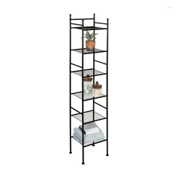Kitchen Storage Cmaos 6-Shelf Steel Bathroom Shelves Black Holds Up To 10 Lb Per Shelf