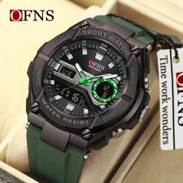 Wristwatches OFNS Men's Watches 50M Waterproof Quartz Wristwatch Sport Military LED Digital Watch For Male Electronic Relogios Masculino