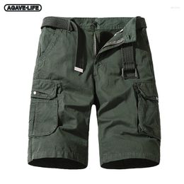 Men's Shorts Summer Cargo Fashion Brand Clothing Multi-Pocket Cotton Baggy Men Solid Colour Army Military Short Pant