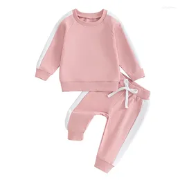 Clothing Sets Toddler Baby Girl Fall Round Neck Long Sleeve Pants Pockets Elastic Outfit Clothes Pullover Sweatshirt Set