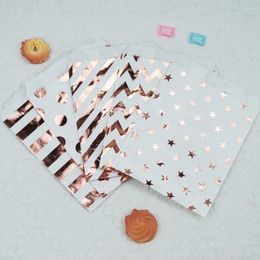 Gift Wrap 25Pcs Rose Gold Paper Bags Stripe Star Dot Popcorn Box Biscuit Candy Bag Birthday Party Wedding Baby Shower Decor Supplies