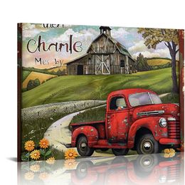 Country Wall Art Farmhouse Truck Barn Windmill Pictures Wall Decor Rustic Canvas Prints Artwork Paintings For Bathroom Kitchen Bedroom Office Ready To Hang Framed