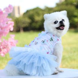 Dog Apparel Pet Lace Tulle Dress Spring High-End Cute Teddy Bichon Chihuahua Small And Medium Dogs Cats Peach Blossom Skirt