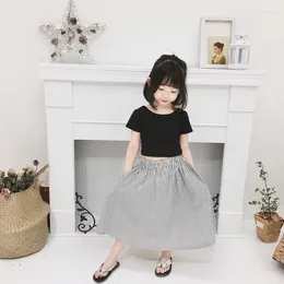 Clothing Sets Summer Kids Clothes Fashion Korean Backless T Shirt&stripes Long Skirt Cute Toddler Girls Set Little Children Outfits