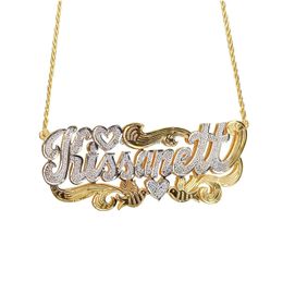 Pendant Necklaces Custom Name Necklace 18K Gold Two Tone Personalised Jewellery Stainless Steel Double Plate 3D Nameplate Gift 240202 Dr Dhvda