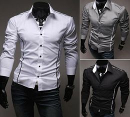 Mens Formal Shirt Long Sleeve Dress Business Shirts Regular Fit with 3 Colours Asian Size M3XL9328279
