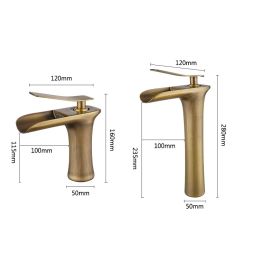 Waterfall Bathroom Basin Sink Faucets Hot Cold Tap Deck Mounted Water Mixer Crane Antique Bronze Chrome Vanity Vessel Sink Tap