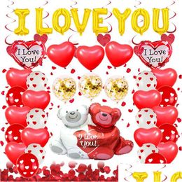 Other Event & Party Supplies Creative Love Heart Bear Balloons Birthday Valentines Day Decor Air Helium Globos Wedding Decorations Kid Dhasi