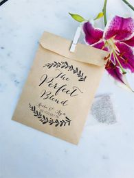 Gift Wrap 25pcs Wedding Favor Bags! - The Perfect Blend Personalized Coffee Or Honey & Tea Bags Custom Printed On Kraft Brown Pa