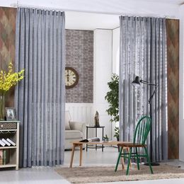 Curtain Cotton Linen Products Thickened Solid Colour Transparent Bedroom Living Room Window Screen