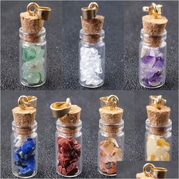 Pendant Necklaces Handmade Energy Crystal Stone Mini Glass Bottle For Women Men Lovers Lucky Jewelry With Rope Drop Delivery Pendants Dhoxm