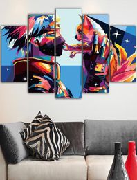 5Piece Waterproof Ink Painting Anime Posters And Prints Canvas Wall Pictures For Living Room Nordic Wall Art Tableau8465277