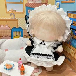 Doll Apparel Dolls 1 set of handmade 10/20cm doll clothing maid dress with headband apron Kpop plush doll set toy baby doll accessories Cos set WX5.27