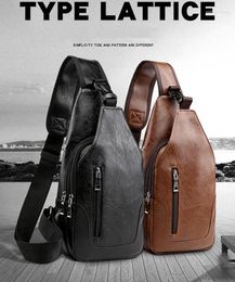 Waist Bags Men's USB Charging Bag Leather Chest For Custom PU Shoulder Diagonal Package Messenger Travel Cross Body