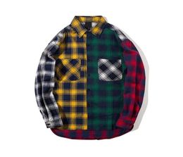 Fashion Personality Korean Version Of The Trend Of Color Matching Flannel Men Shirt Slim Fit Plaid Casual Shirts Hip Hop Loose Lo6110478