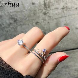 Cluster Rings ZRHUA 2024 Fashion Ring Sets Stylish Design Gold/Silver Color Finger Jewelry For Women Girls High Quality Party Anillos