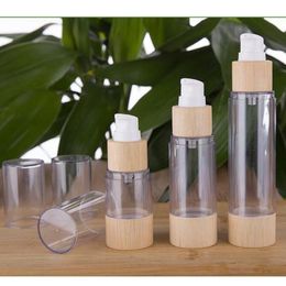 Eco-friendly Bamboo 20ml 30ml 50ml 120ml Empty Airless Vacuum Pump Bottles for Makeup Cream Serum Lotion Skin Care 10pcs lot 261z