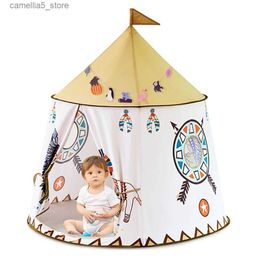 Toy Tents YARD Kid Teepee Tent House 123*116cm Portable Princess Castle Present For Kids Children Play Toy Tent Birthday Christmas Gift Q240528