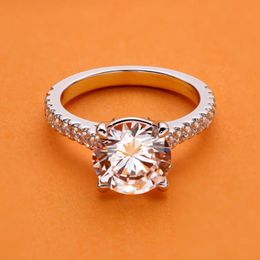 Обручальное кольцо Ainuoshi 3 Carat Round Cut для женщин белое золото.