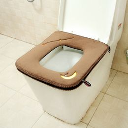 Square Summer Toilet Seat Cover With Handle Comfortable Toilet Cushions Zipper Toilet Seat Case Home Decor Closestool Pad 1 PC