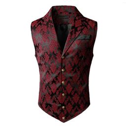 Men's Vests Mens Court Style Fashion Single Breasted Suit Turndown Collar Sleeveless British Retro Slim Fitting Casual Waistcoats