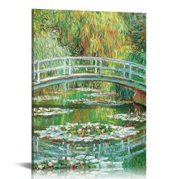 Monet Canvas Wall Art Canvas Prints Water Lilies Claude Monet Posters Vintage Famous Art Prints Kitchen Office Farmhouse Bathroom Decor Pictures Wall Art Paintings