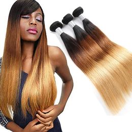 Brazilian Virgin Hair 1B/4/27 Ombre Human Hair Silky Straight 10-28inch 1B 4 27 Hair Products Three Tones Colour Shohf