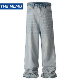 Men's Jeans Blue Vintage Baggy Men Loose Wide Leg Denim Pants Streetwear Hip Hop Trousers
