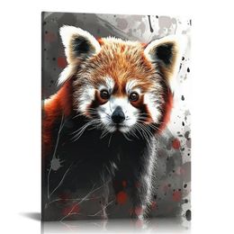 Canvas Prints Wall Art, Brown Raccoon Cute Wall Decor Print Painting Gift Wall Living Room Bedroom Home Office Decoration Painting